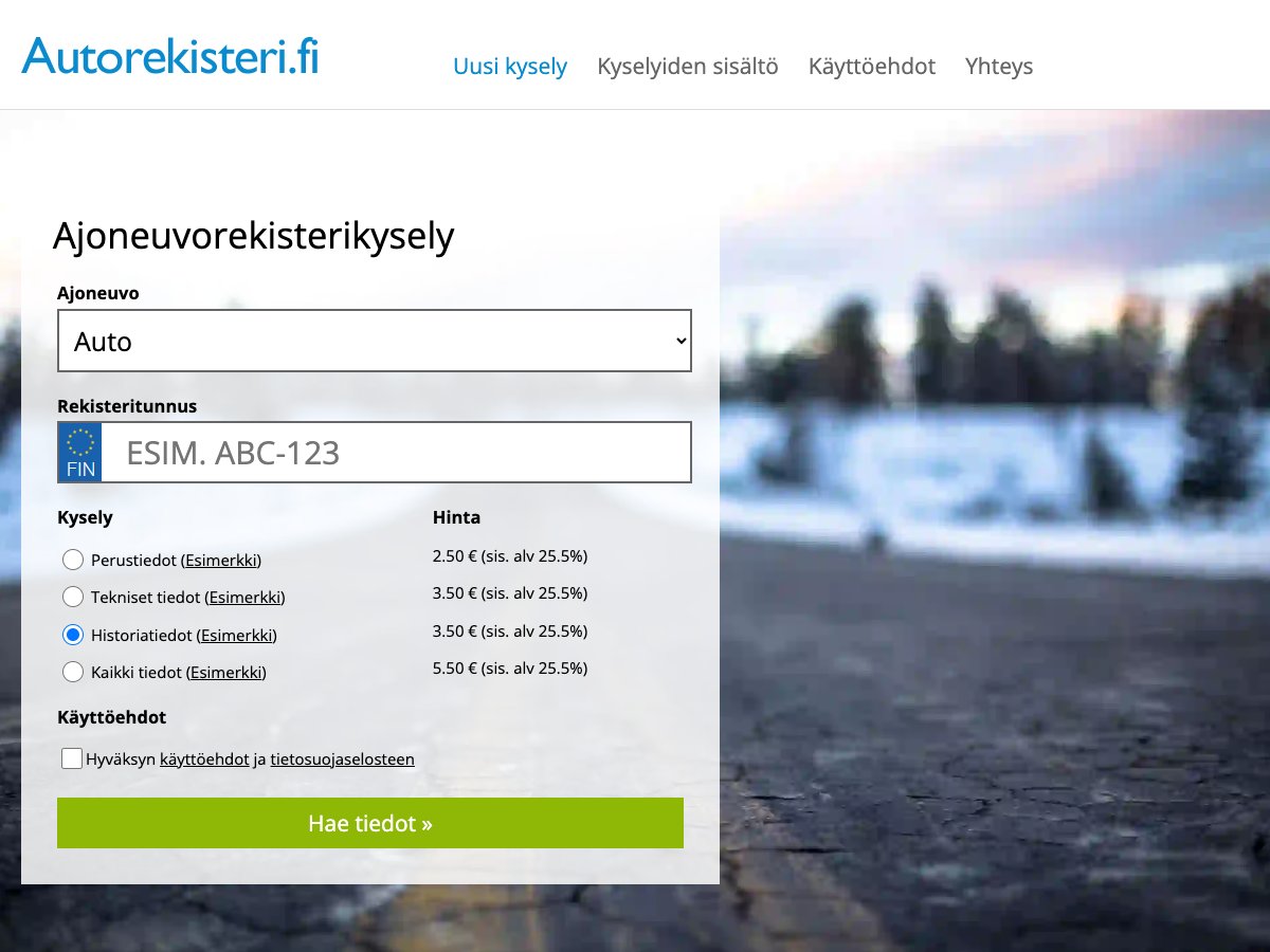 Autorekisteri.fi website screenshot